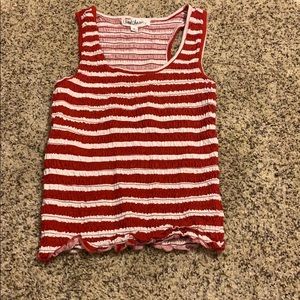 Small red and white stripped tank